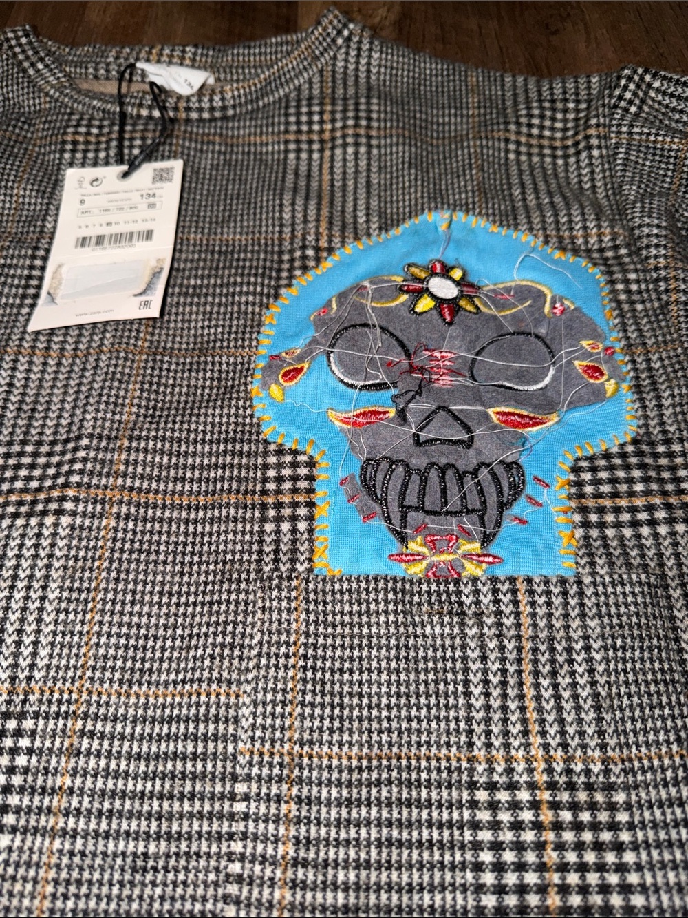 Zara Kids ERC Skeleton Plaid shirt size 9 NWT - Picture 2 of 6